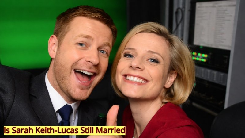 Sarah Keith-Lucas smiling with a colleague during a broadcast, showing why viewers are curious if Sarah Keith-Lucas still married.
